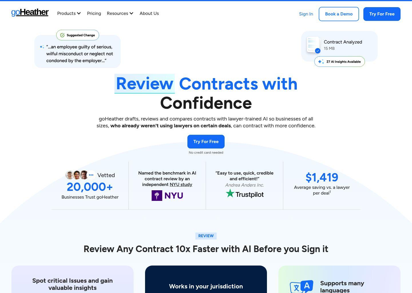 goHeather：AI 合同起草与审阅助手