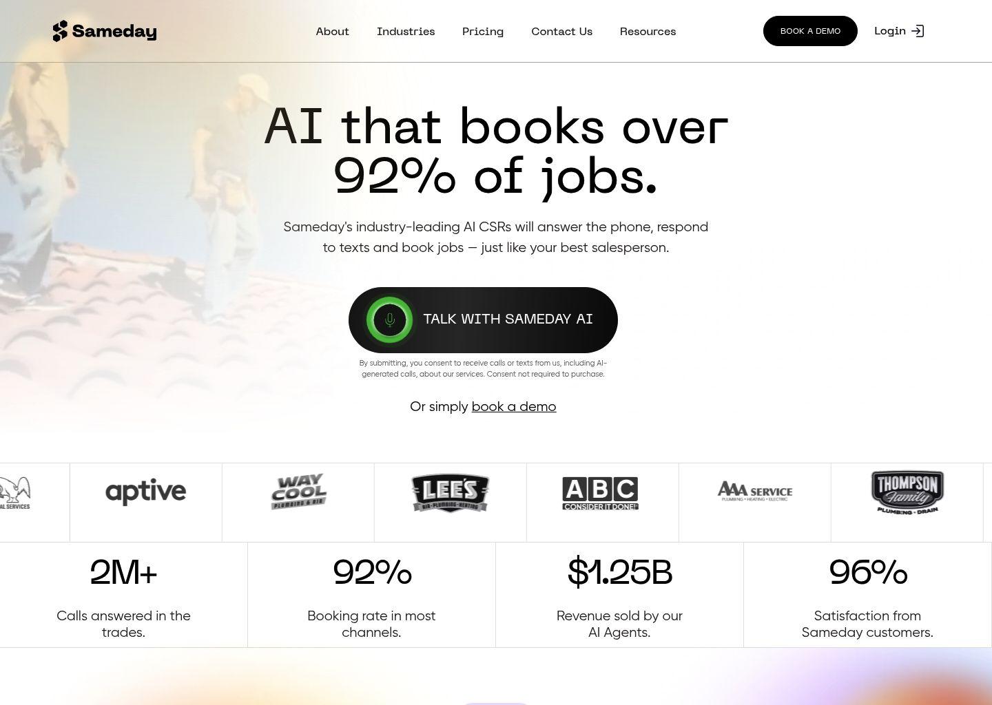 Sameday AI 智能电话接听系统：家装与到府服务行业的智能客服与预约助手