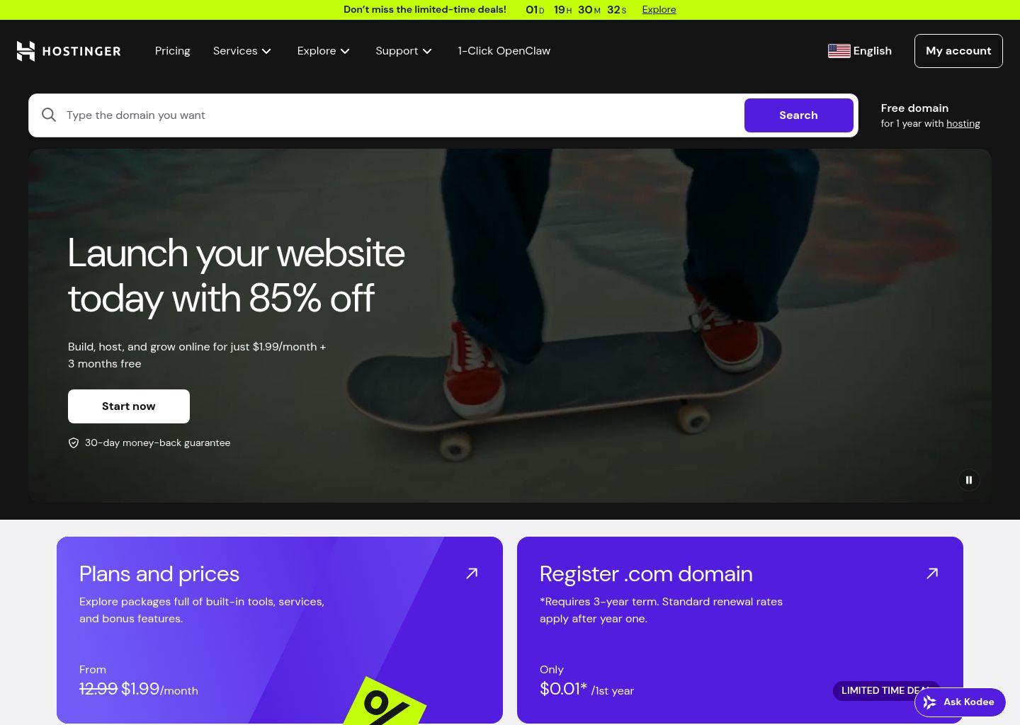 Hostinger 网站主机与AI建站平台