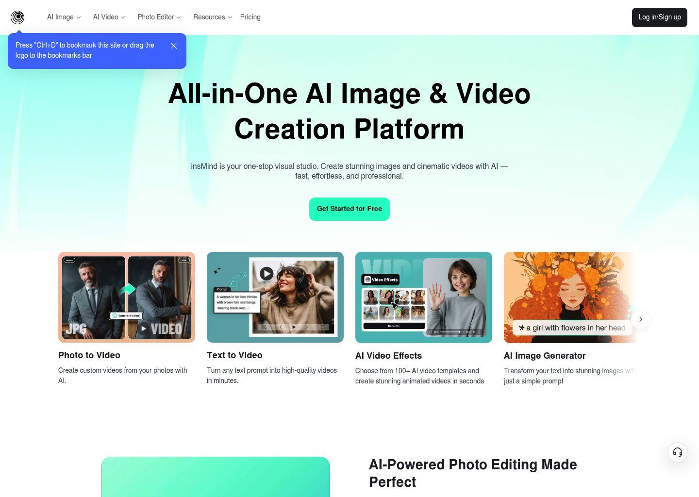 insMind：一站式 AI 图片与视频生成编辑平台