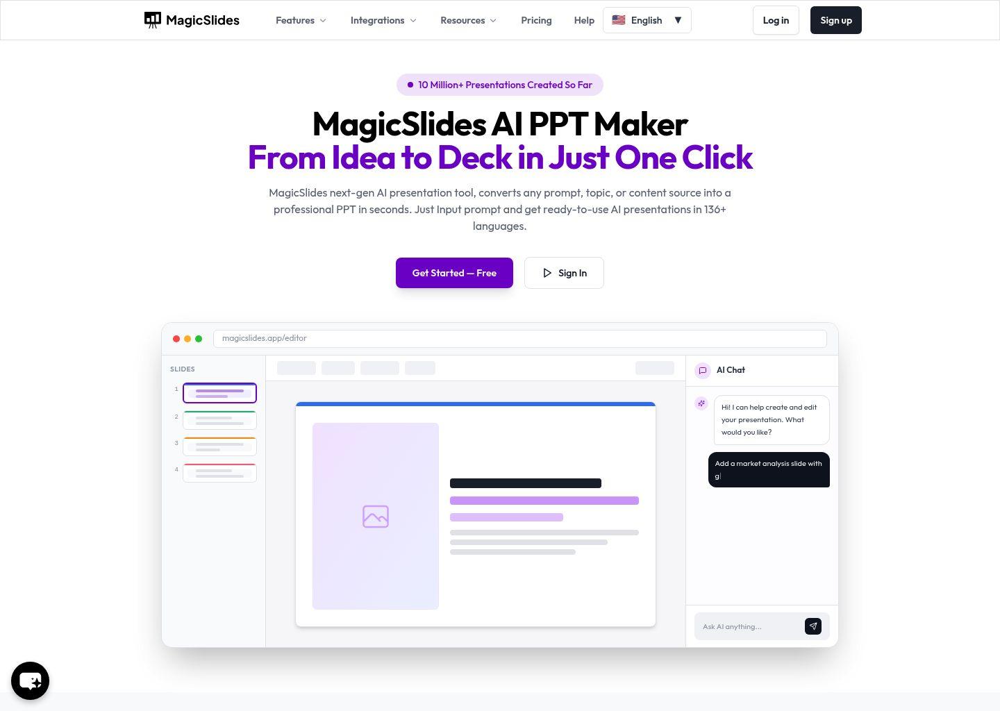 MagicSlides：AI 驱动的智能PPT生成与演示制作工具