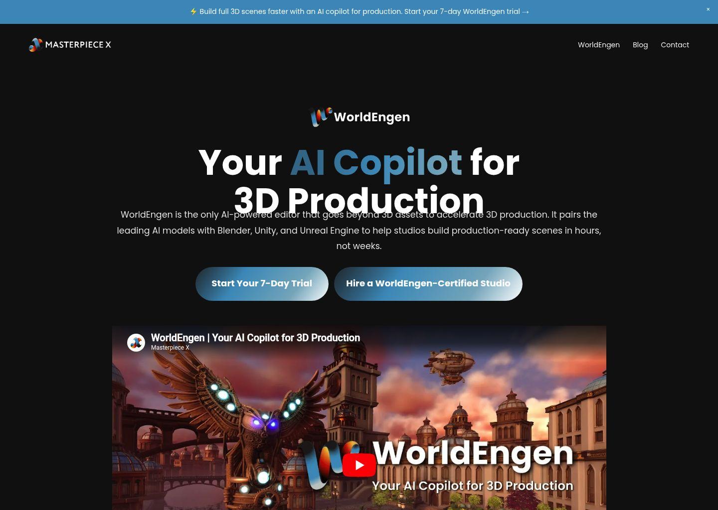 WorldEngen by Masterpiece X：3D 场景创作 AI 副驾
