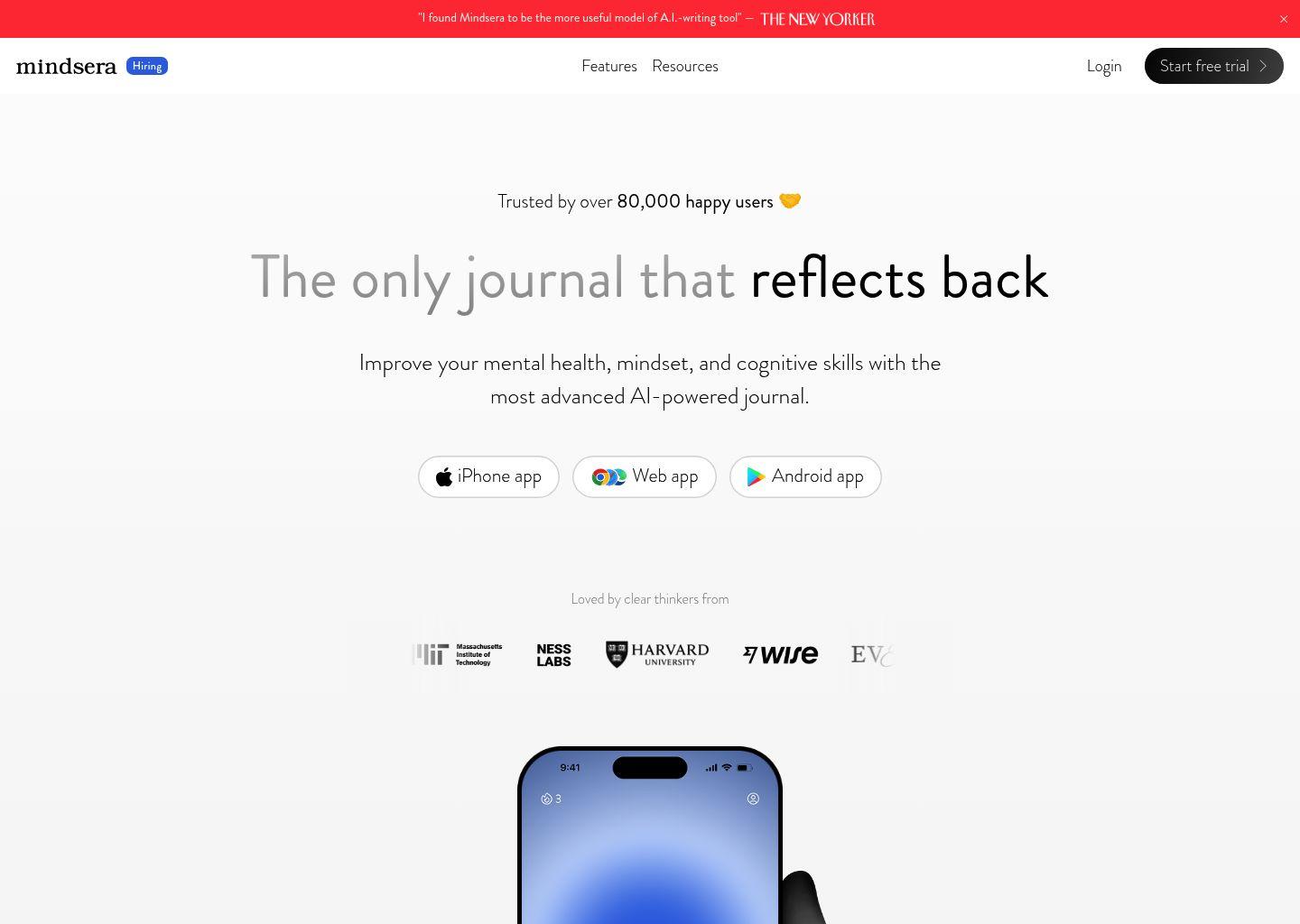 Mindsera：AI驱动的心理健康与思维训练日记工具