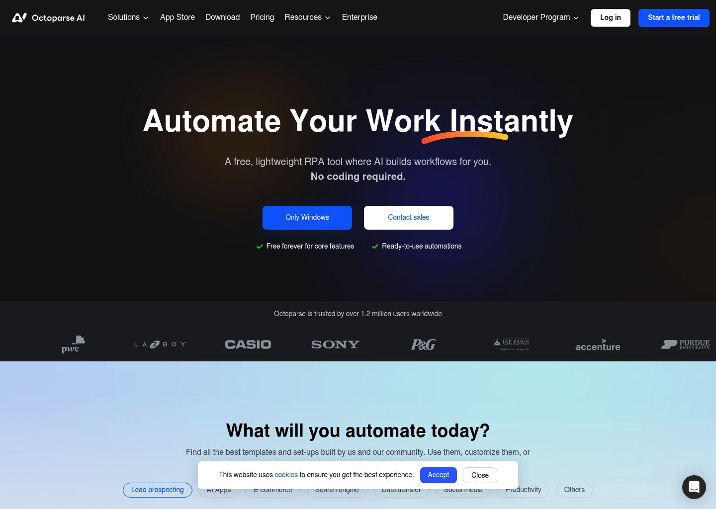 Octoparse AI：免费RPA与AI自动化机器人平台