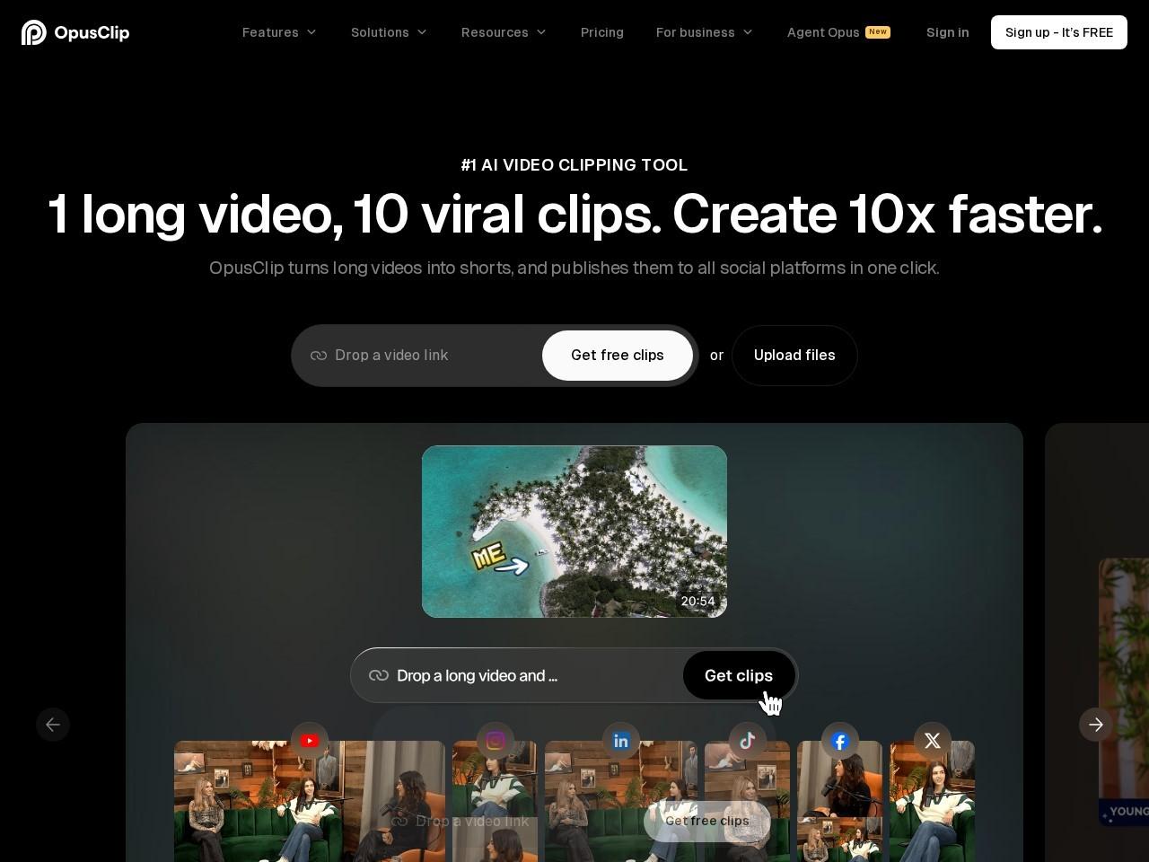 OpusClip AI 视频剪辑与编辑工具