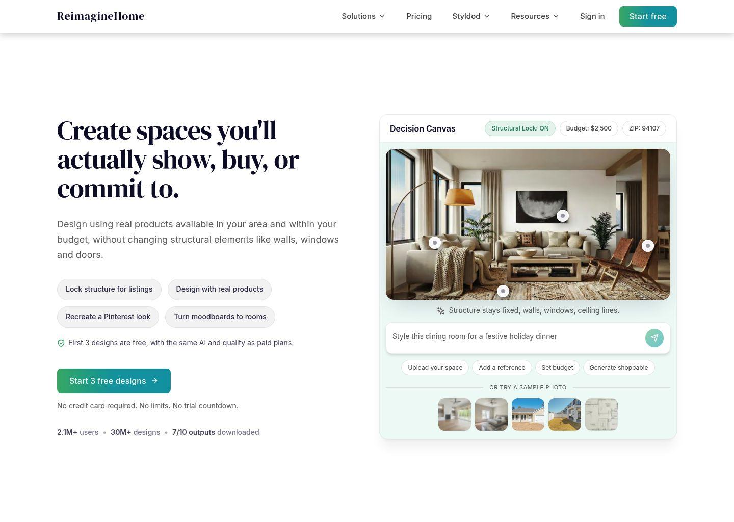 ReimagineHome：AI室内设计与虚拟布景平台