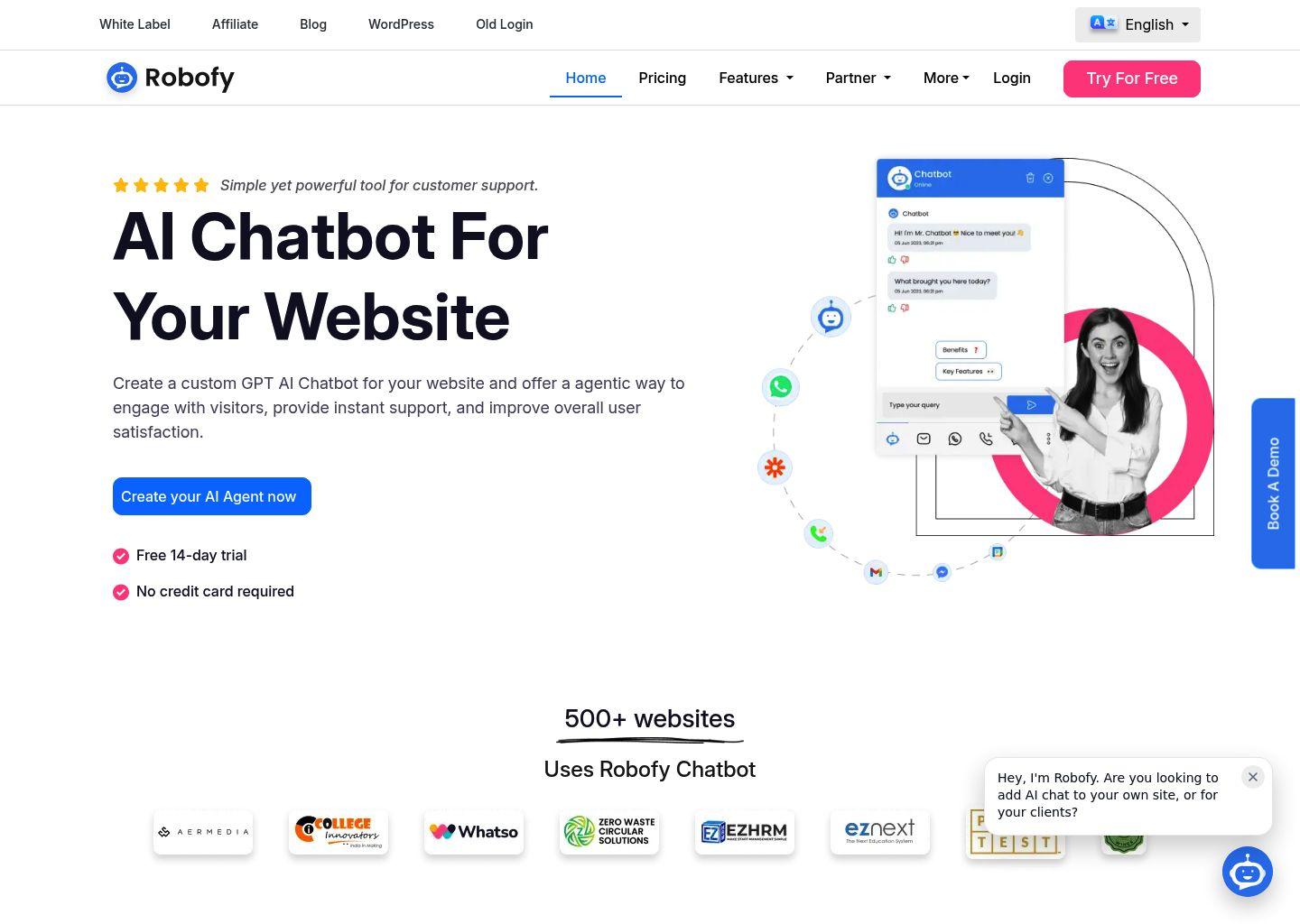 Robofy AI 网站智能客服聊天机器人