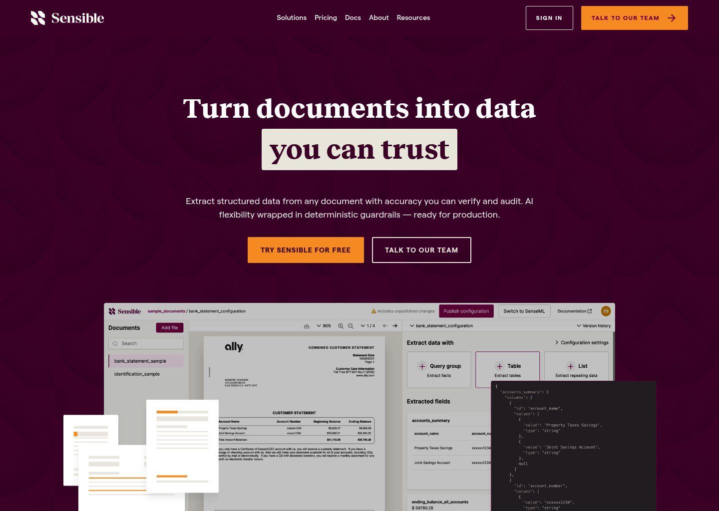 Sensible 文档抽取 API：从任意文档中提取结构化数据