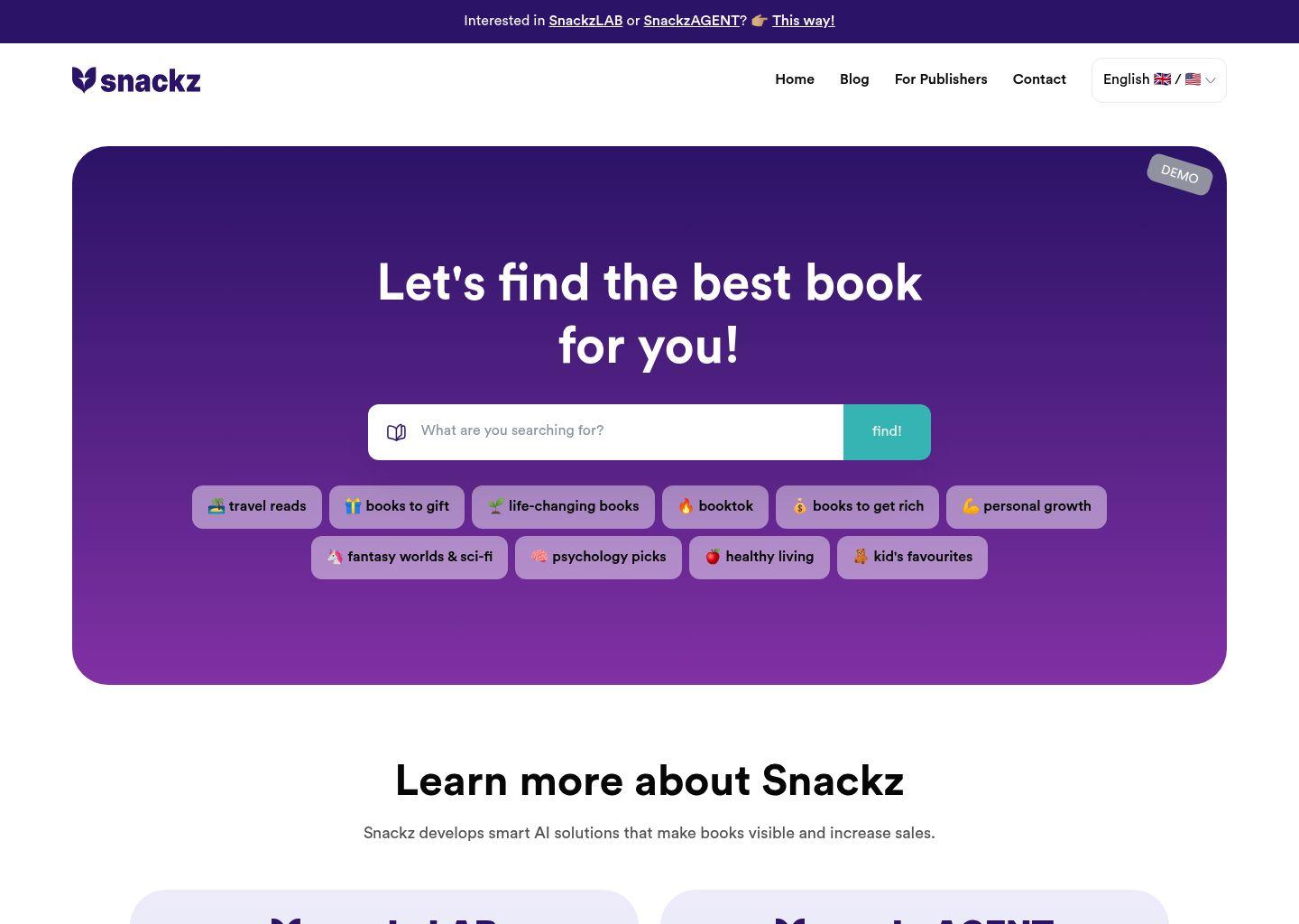 Snackz.ai——AI个性化图书推荐与书摘平台