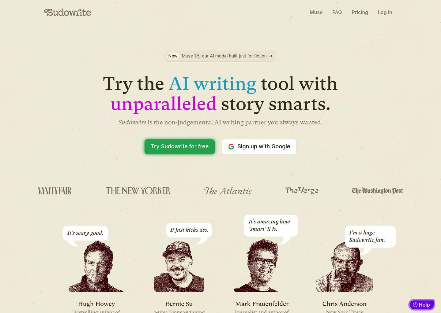 Sudowrite：面向小说创作的 AI 写作伙伴（Muse 1.5）