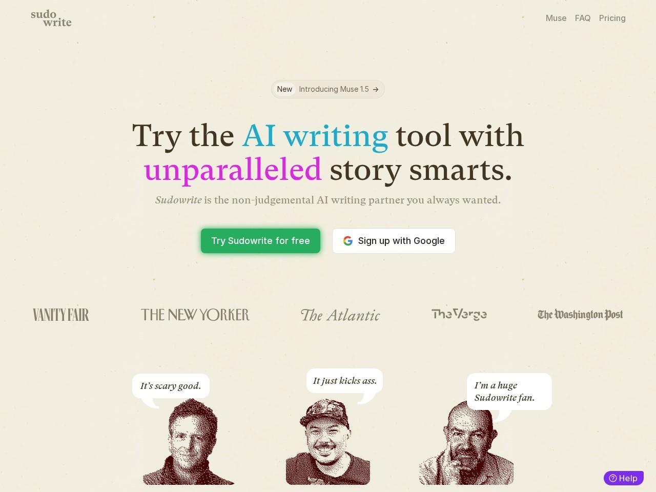 Sudowrite：面向小说创作的 AI 写作搭档（Muse 1.5）