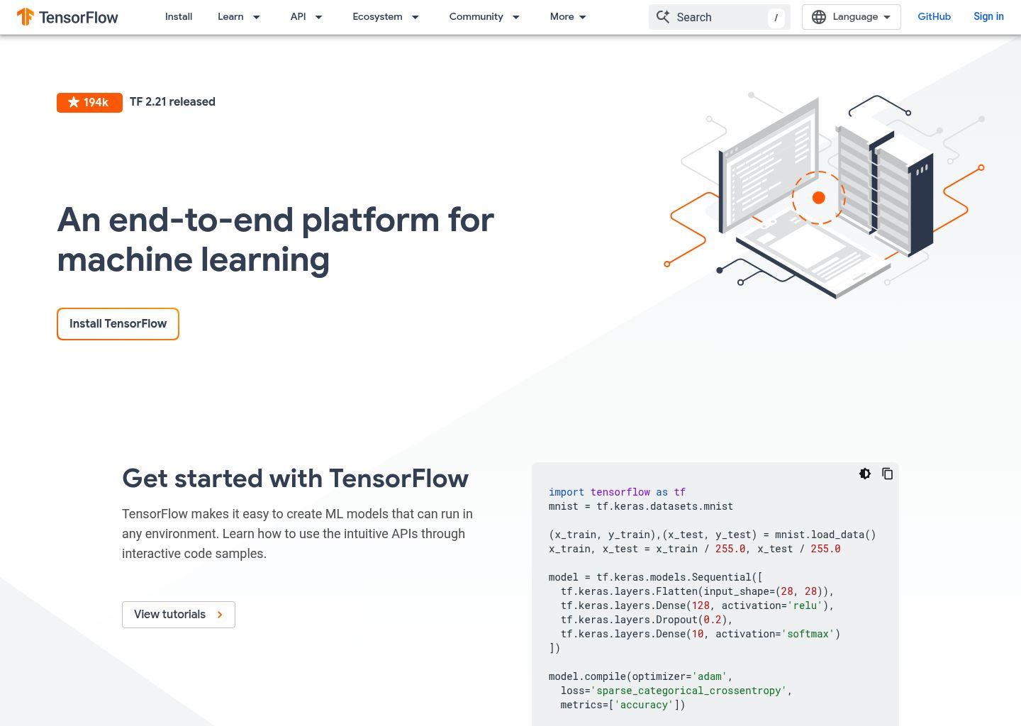 TensorFlow：端到端开源机器学习平台