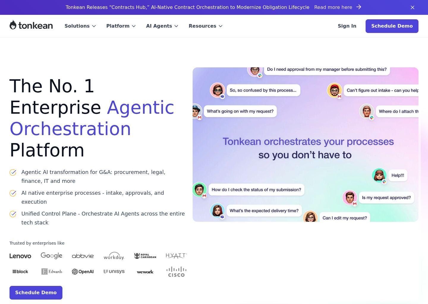 Tonkean：AI驱动的企业级流程编排与需求受理平台