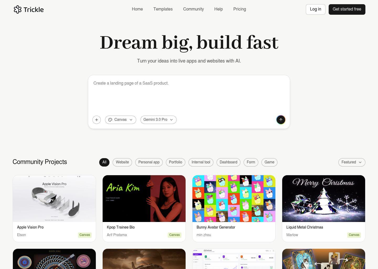 Trickle：用 AI 将创意快速变成在线应用与网站