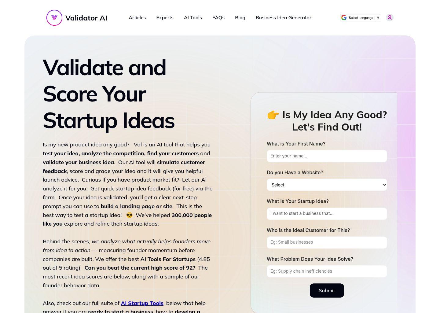 ValidatorAI：AI驱动的创业点子生成与验证工具