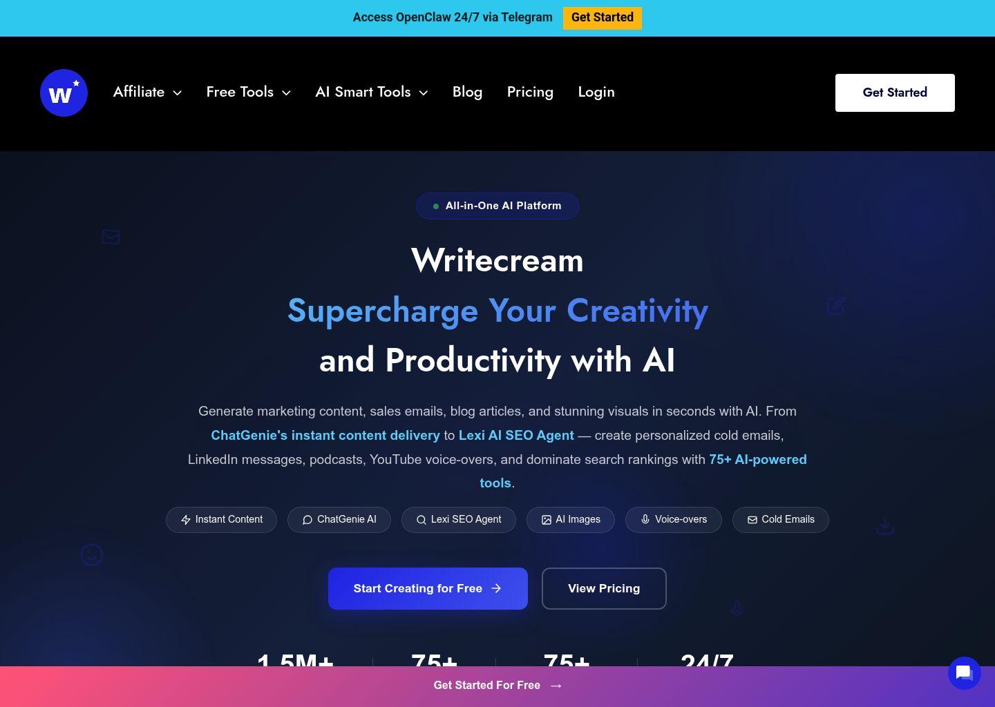 Writecream：AI SEO/GEO 写作与营销内容生成平台（含 Lexi SEO Agent）