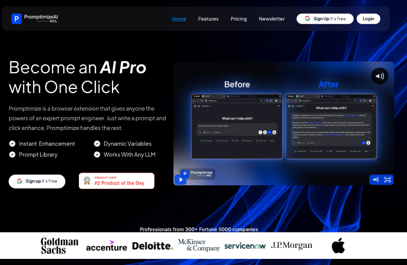 Promptimize AI：一键优化提示词的 AI 浏览器扩展