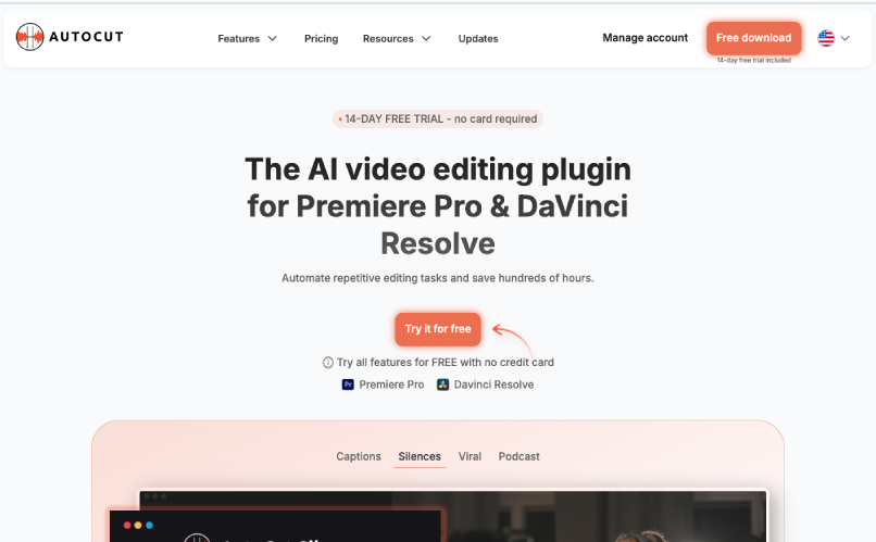 AutoCut AI 插件：Premiere Pro 与 DaVinci Resolve 的智能剪辑助手
