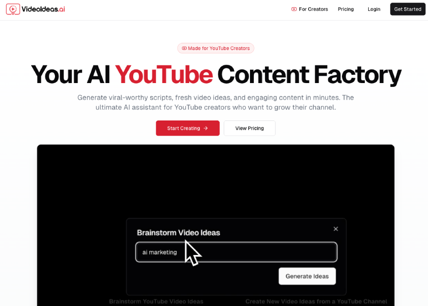 VideoIdeas.ai：YouTube 视频脚本与创意生成助手
