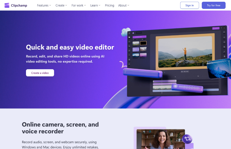Microsoft Clipchamp 在线视频编辑器